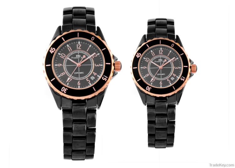 Golden wristwatches men women black couple styles ceramic watches