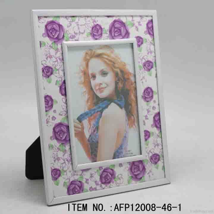 glass photo frame with flower