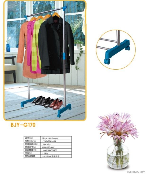 Stainless Steel Single-Pole Garment Rack with Adjustable Height & Lock