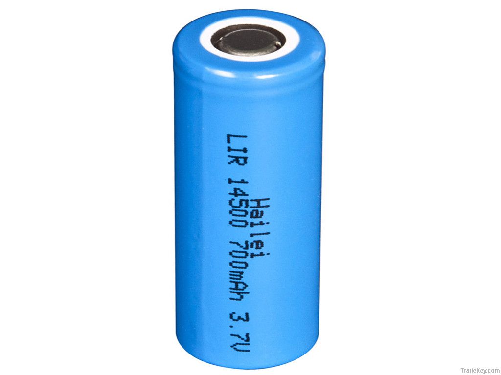 Li-ion Battery 14500 3.7V 700mAh Approved by UL, Un, RoHS