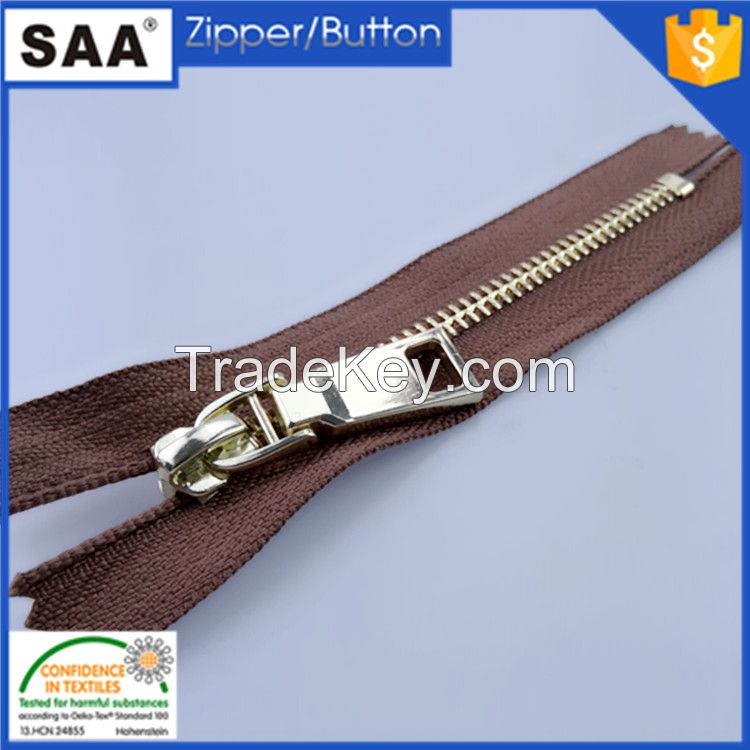 5# close end metal zipper with gold color teeth