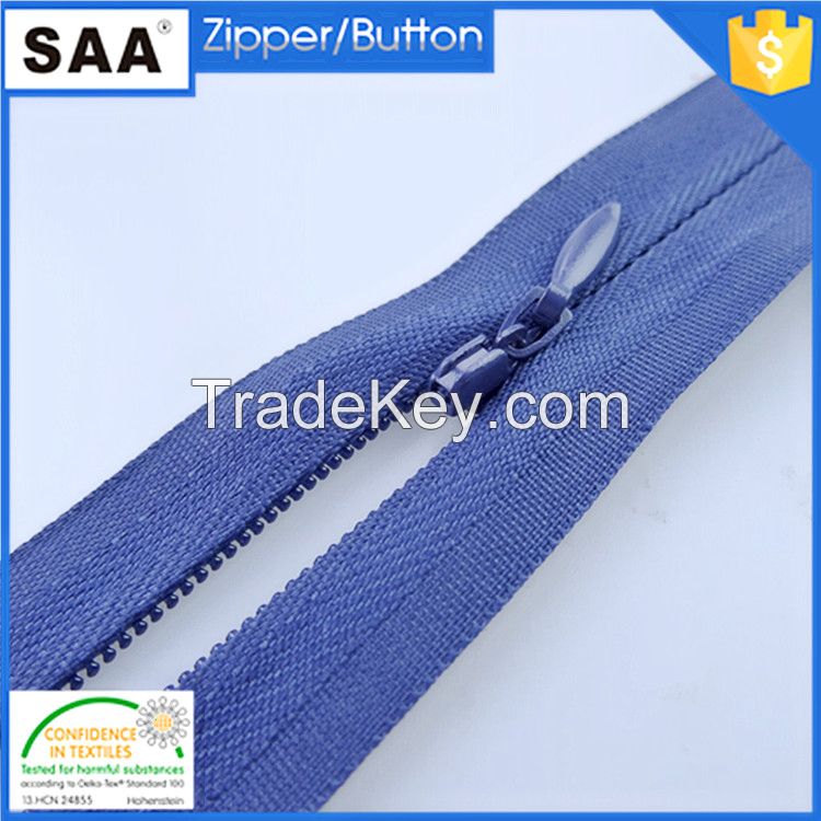 5#dark red color close end nylon  zipper for garment