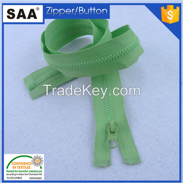 5# green color open end resin zipper