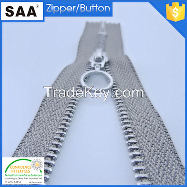 5# close end metal zipper with sliver color teeth