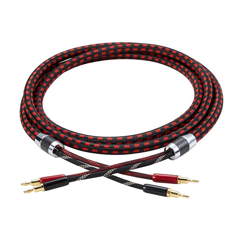 OEM accepted Nylon Sleeve Hi-Fi Speaker Cable with Gold Plated Banana Connector