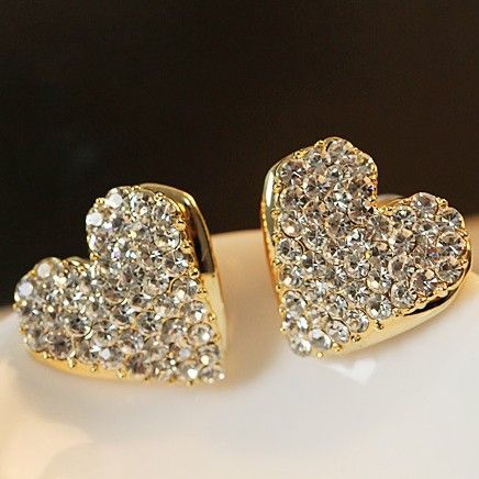 Fashion Silver plated logo heart jewerly earring micro pave metal jewelry