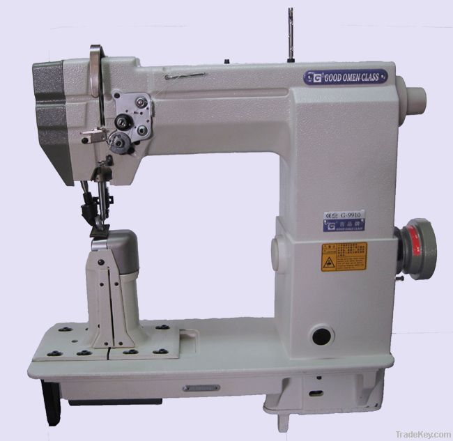 Single needle roller feed, postbed sewing machine