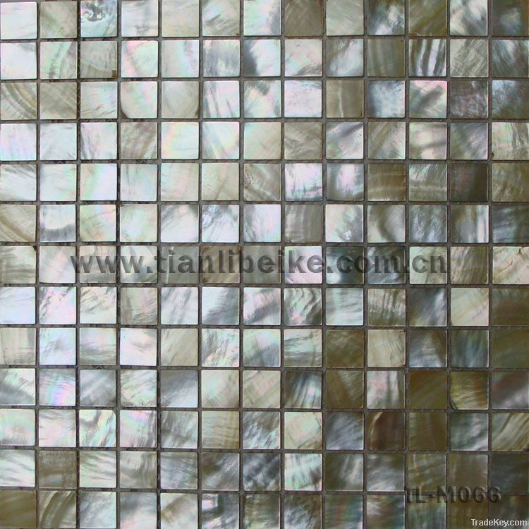 Yellow sea shell tile 10*10mm on mesh with joint natural classic tile