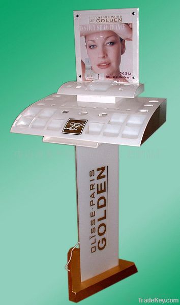 white acrylic cosmetics display stand with logo