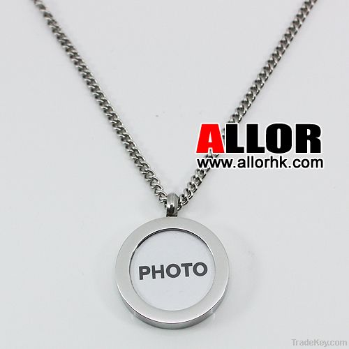 Stainless steel photo frame pendant  necklace