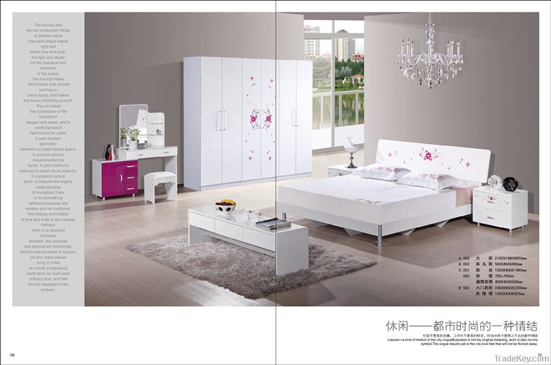 mirrored white high gloss MDF bedroom furniture / furniture bedroom /
