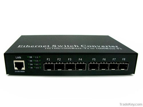 10/100/1000m 8-Port Fx +1-Port UTP Fiber Media converter Singlemode