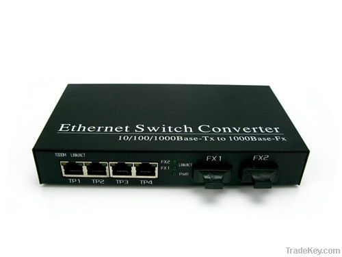 10/100/1000M 2-Port Fx + 4-Port Tx Fiber Media Converter Singlemode