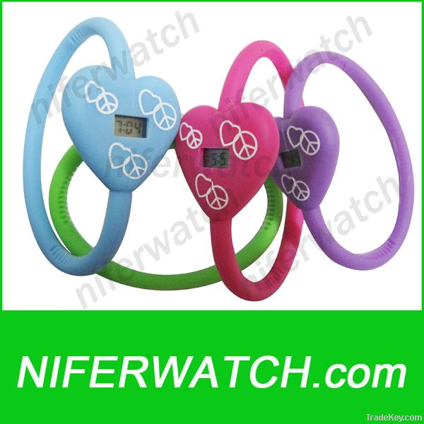 Heart digital silicone wrist watch