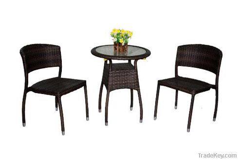 3 Piece Patio Wicker Table and Chair