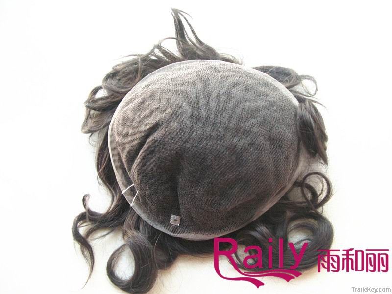 Human non-remy hair men&#039;s toupee