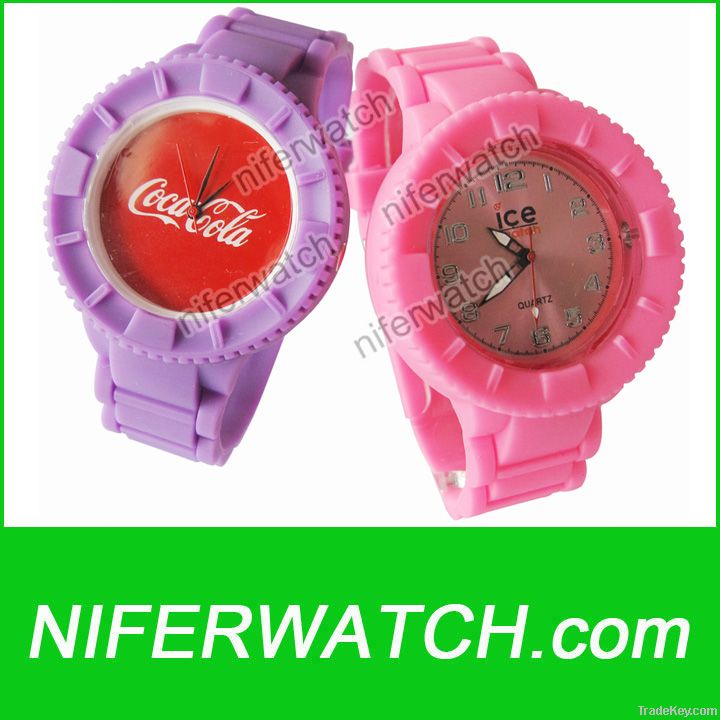 Large face silicone jelly ladies watch