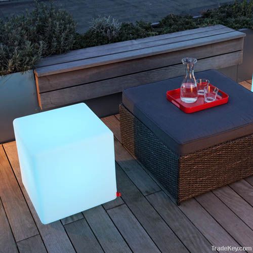 Flash led cube stool with led light