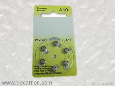 1.4V  A10/PR70zinc air hearing aid/deaf aid button cell battery