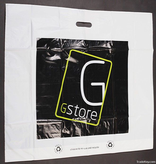 Plastic patch handle bag for shopping