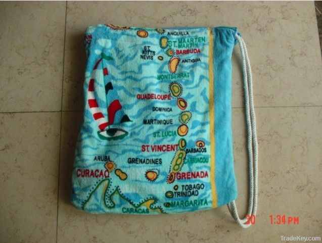 100% cotton printing beach towel bag