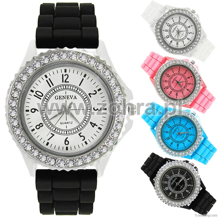 2012 new silicone fashion women diamond watch Geneva watches