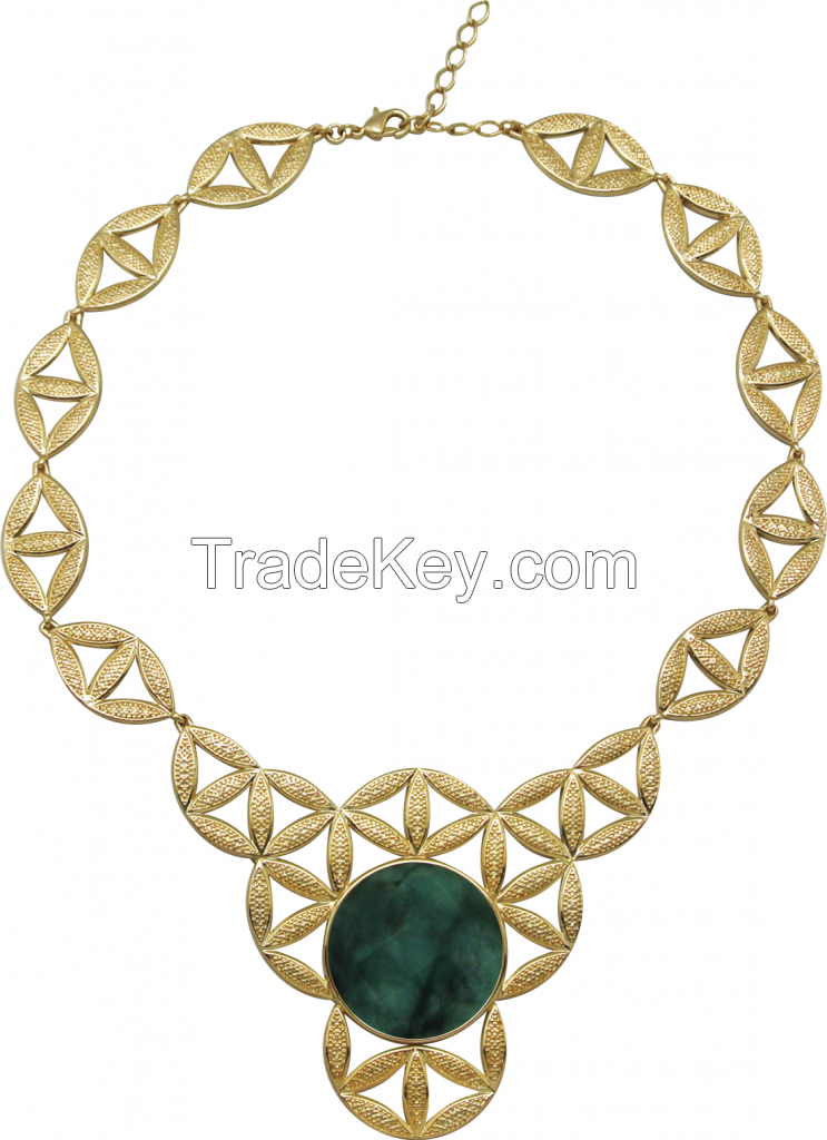 Brazilian Fashion Necklace with zircon and natural stone