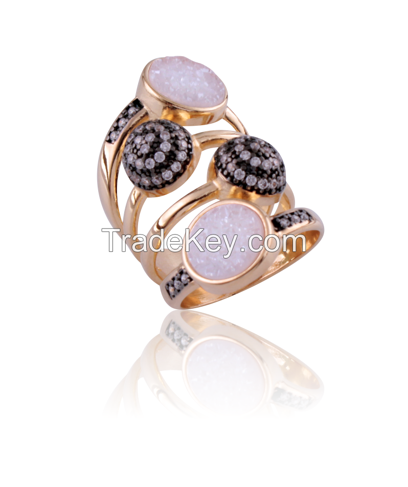 GOLD PLATED RING with natural stone
