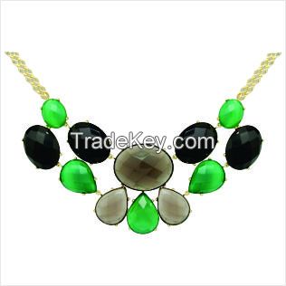 Brazilian Fashion Necklace with zircon and natural stone