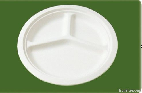ecofriendly sugar cane pulp mold 10inch 3compartment plate dishware