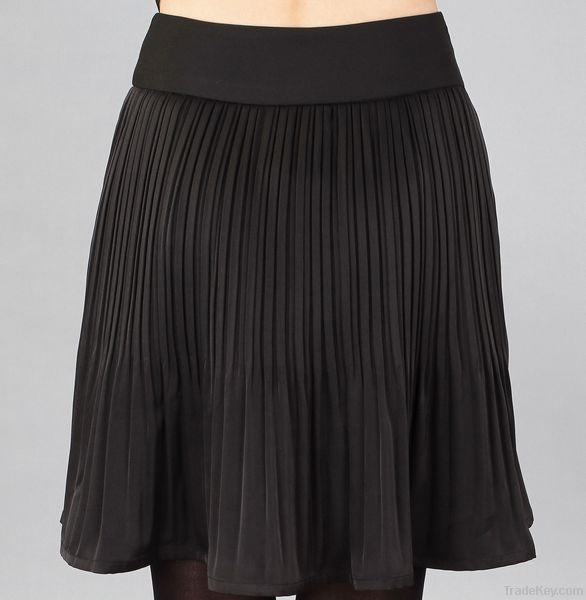 Woman Fashion Black Pleated Skirt