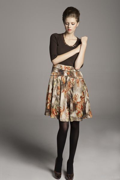 Woman Slim Style Half Sleeve Printed Bouffant Dress