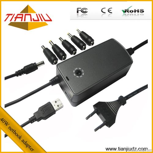 40W mini laptop charger with USB port