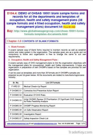 OHSAS 18001 Sample Forms