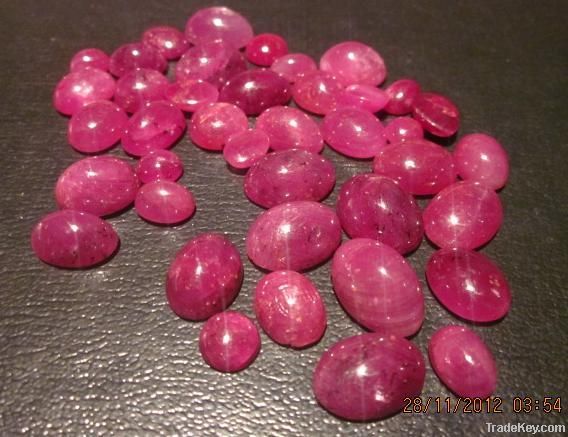 290 Carat (lot)- Quality Red Ruby Cabochons, Semi Transparent