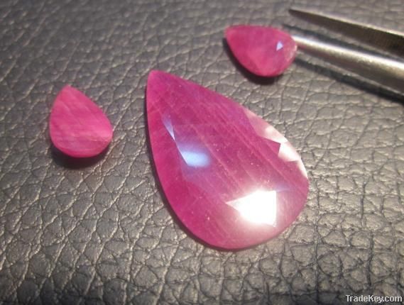 25.34 Carat- Beautiful Pear Shape Faceted Ruby Pendent Set, Live Pinki