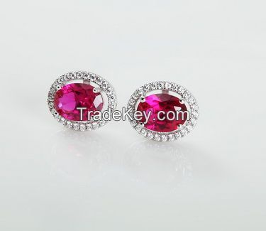 S925 Sterling Silver Platinum Plated  Spinel Earring