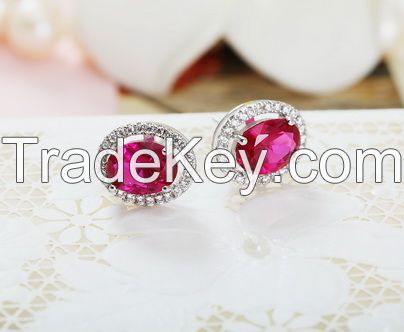 S925 Sterling Silver Platinum Plated  Spinel Earring