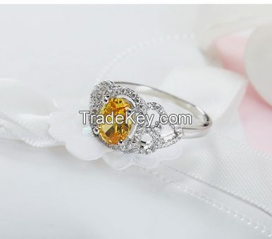 Traditions Sterling Silver yellow spinel ring