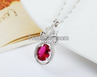  Wholesale S925 Sterling Silver Platinum Plated  Spinel Pendant from Chinese Factory 