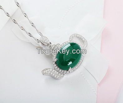 2015 Fine Onyx pendant with AAA CZ Side Stone for Women Nacklaces