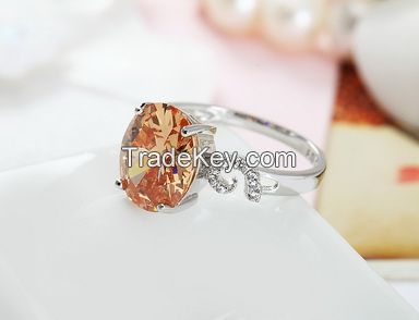 Custom jewelry fashion wedding Silver Platinum Plated Spinel Ring