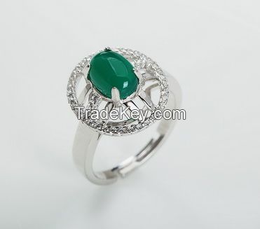 Colorful gemstone antique lucky green agate ring