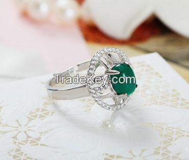 Colorful gemstone antique lucky green agate ring