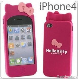 3D Hello Kitty shape silicon case for Apple iPhone 4/4s