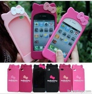 3D Hello Kitty shape silicon case for Apple iPhone 4/4s