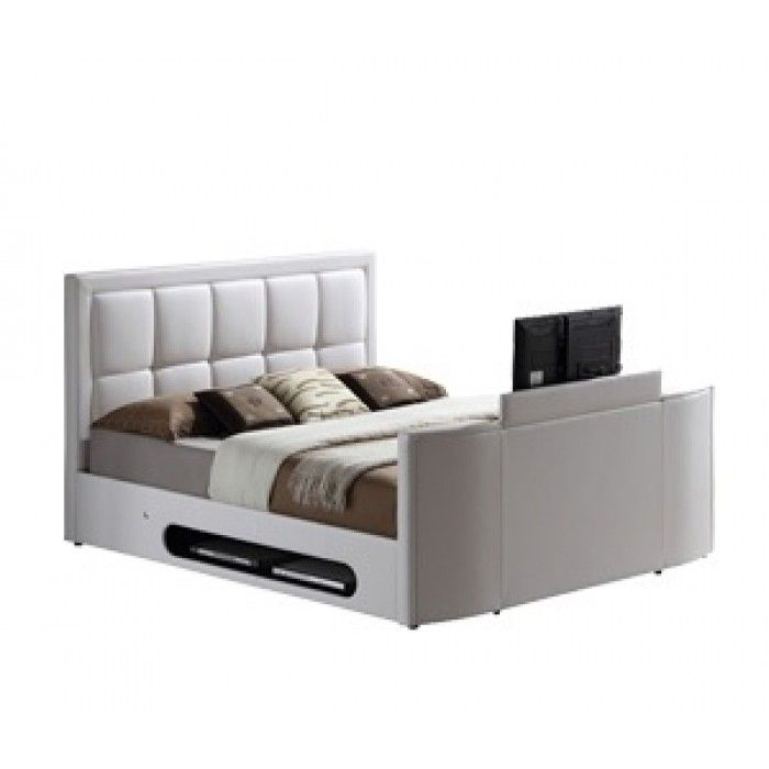 Modern faux leather TV bed