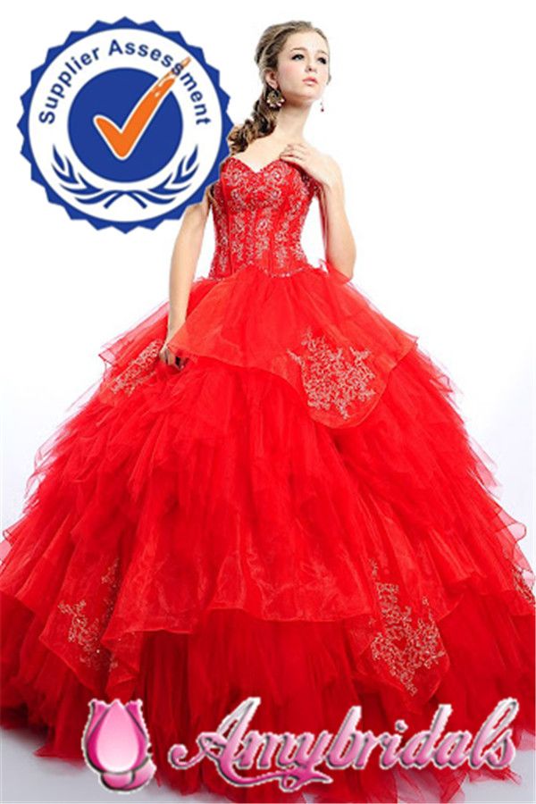 SA4811 Red wedding gowns sweetheart neckline appliqued lace sleeveless festival hot sale wedding dress