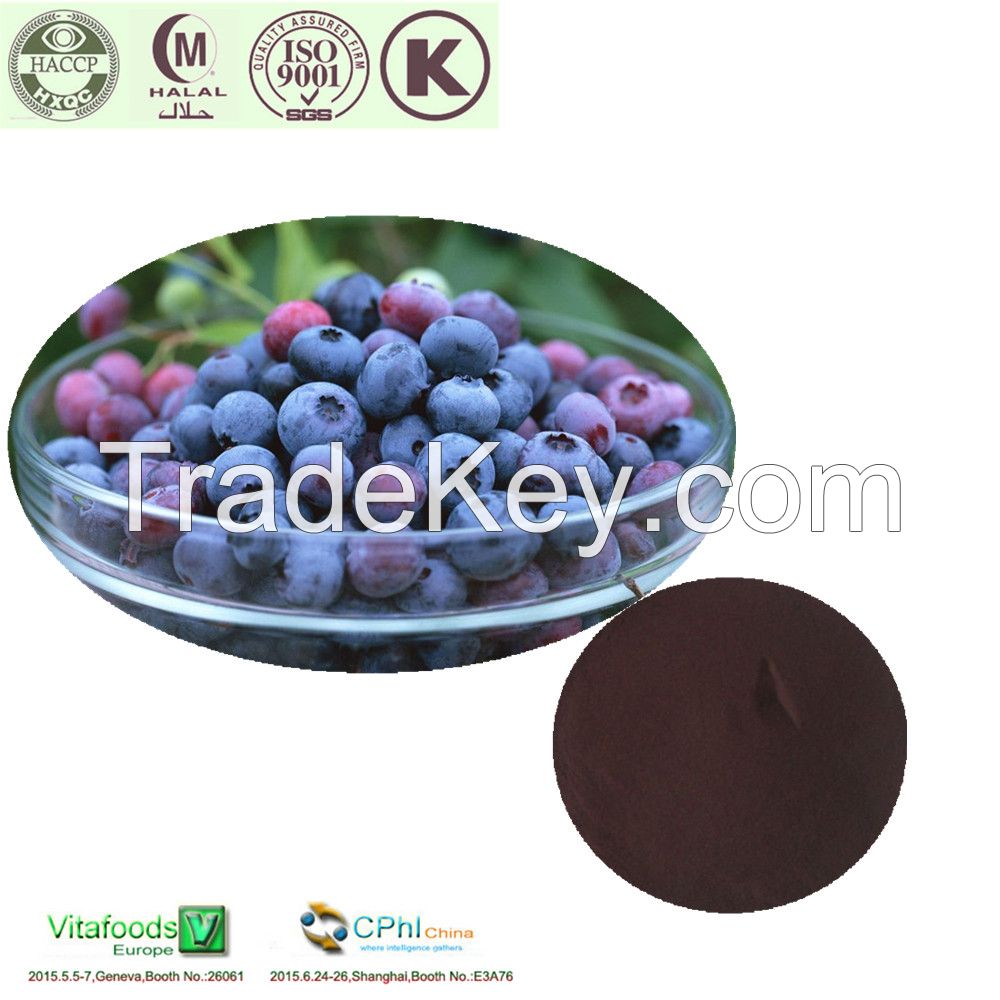 Natural Anthocyanidin 25% Vaccinium myrtillus L Chinese Bilberry Extract