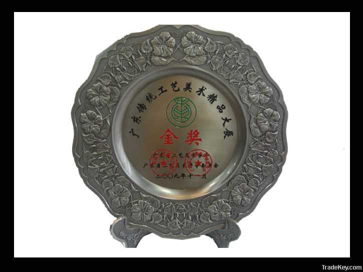 Hot sale flower lace metal award plate crafts